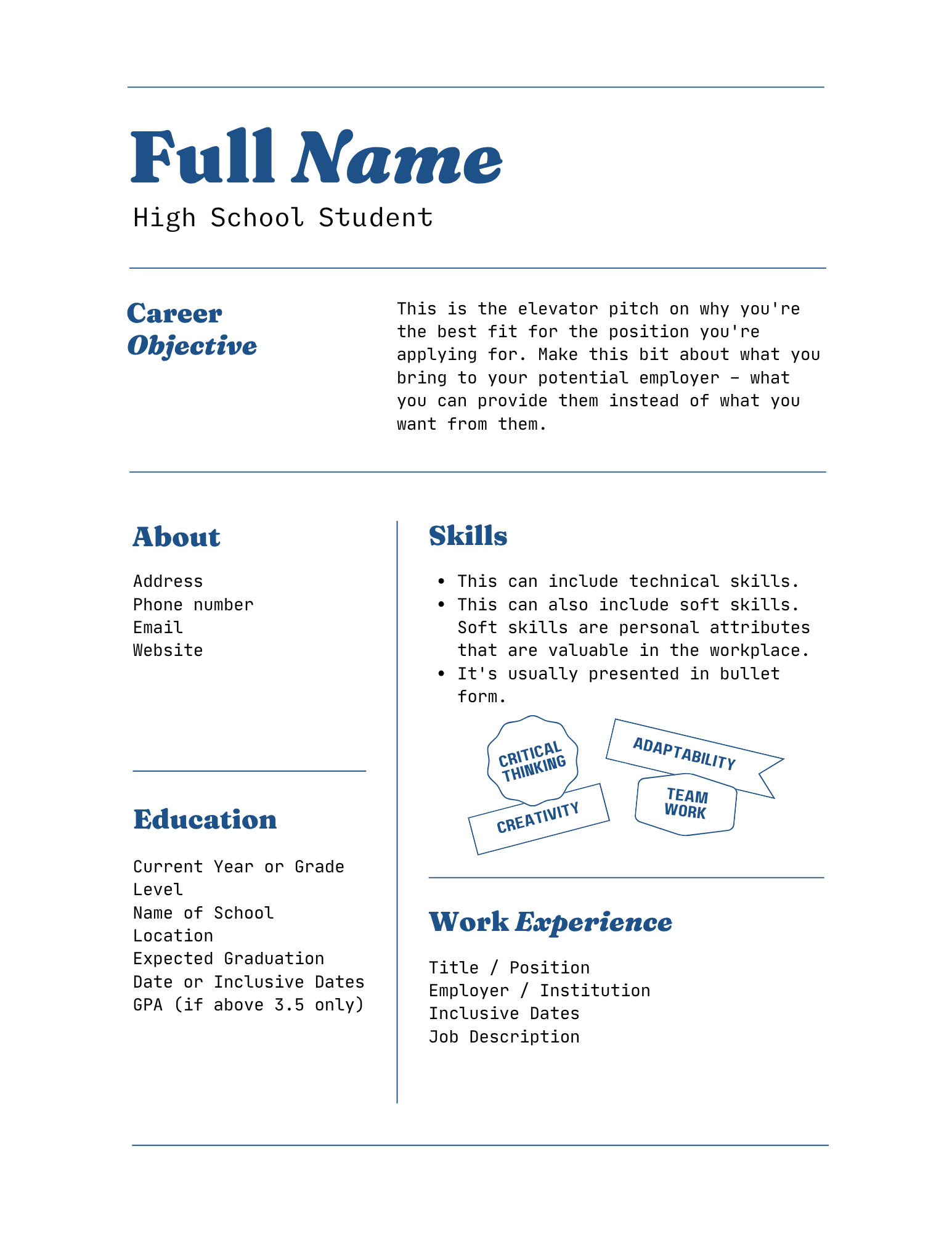 Canva Student Resume